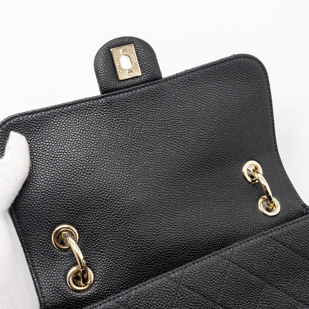 CHANEL CHAIN HANDLE FLAP BAG QUILTED CALFSKIN BLACK LGHW