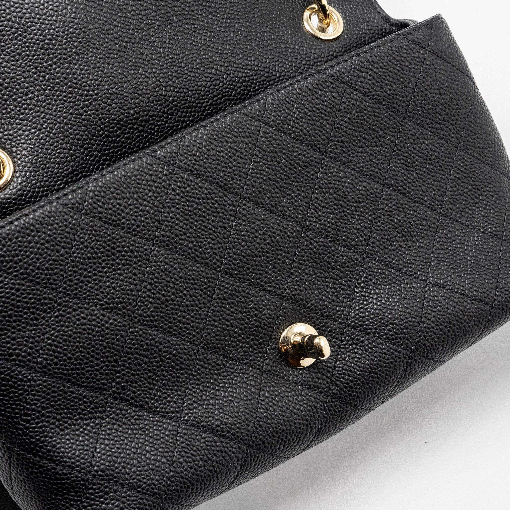 CHANEL CHAIN HANDLE FLAP BAG QUILTED CALFSKIN BLACK LGHW