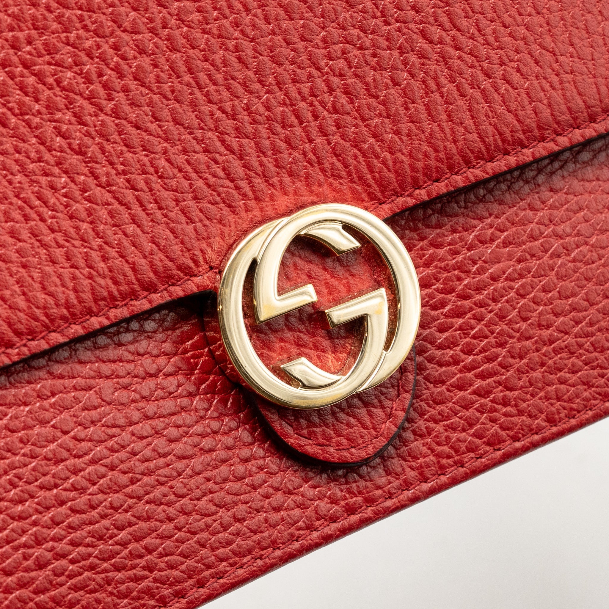 GUCCI INTERLOCKING CHAIN WALLET CALFSKIN RED GHW