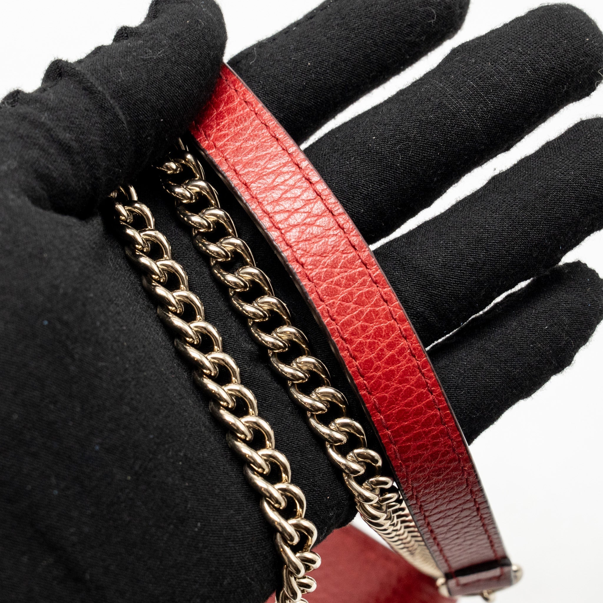 GUCCI INTERLOCKING CHAIN WALLET CALFSKIN RED GHW