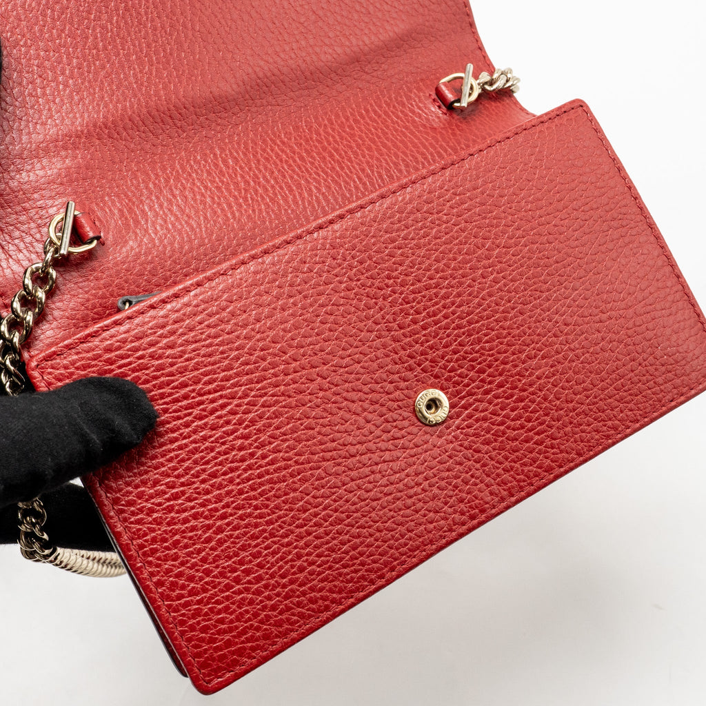 GUCCI INTERLOCKING CHAIN WALLET CALFSKIN RED GHW