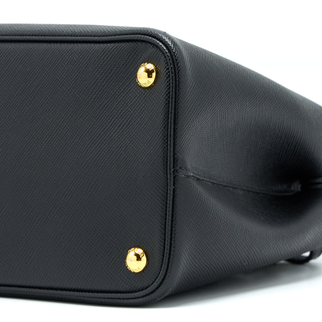PRADA SAFFIANO DOUBLE BAG CALFSKIN BLACK GHW
