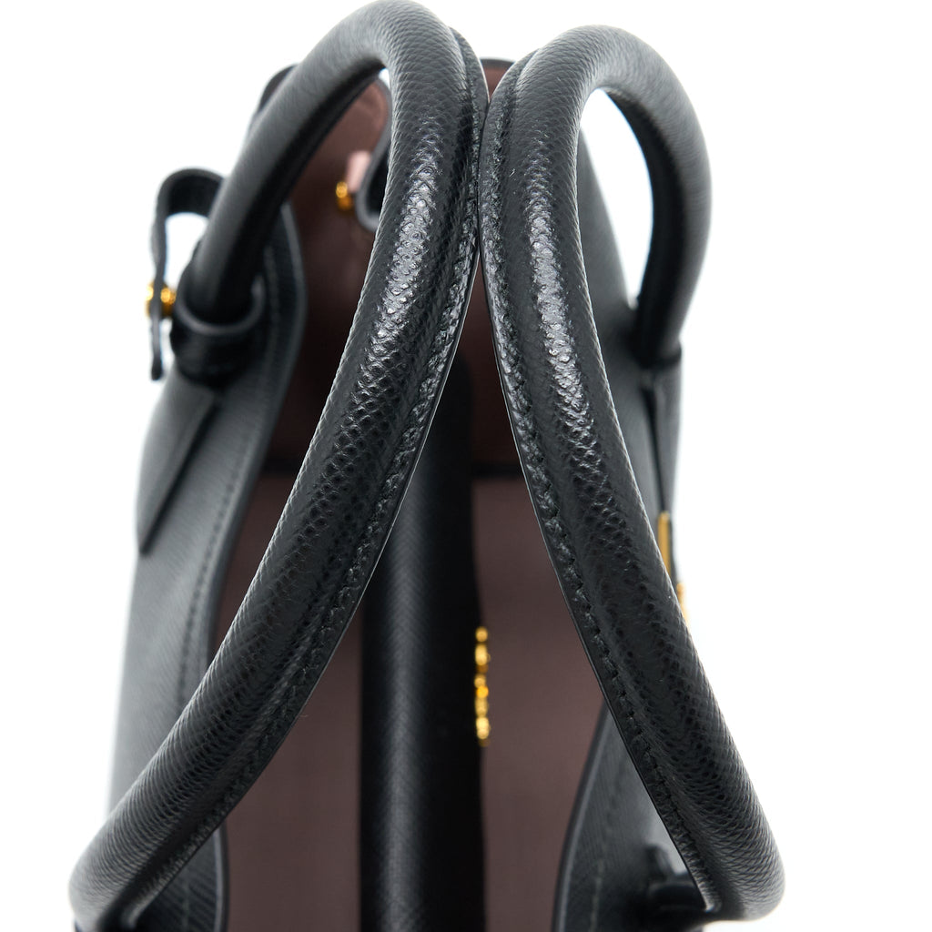PRADA SAFFIANO DOUBLE BAG CALFSKIN BLACK GHW