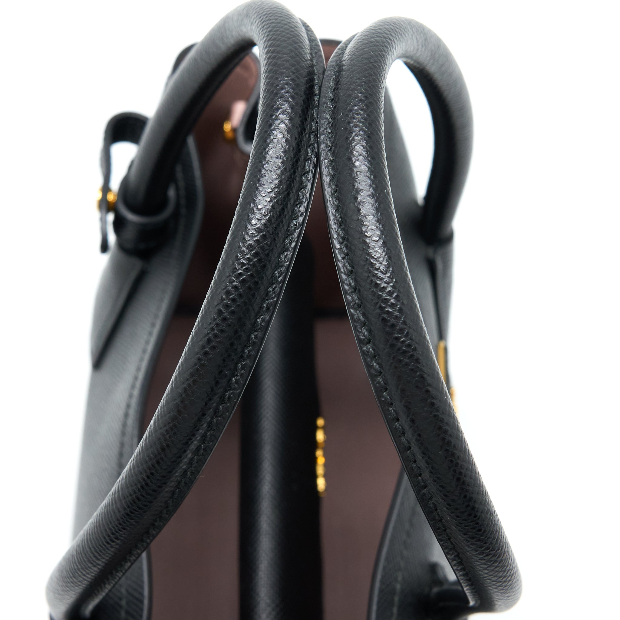 PRADA SAFFIANO DOUBLE BAG CALFSKIN BLACK GHW