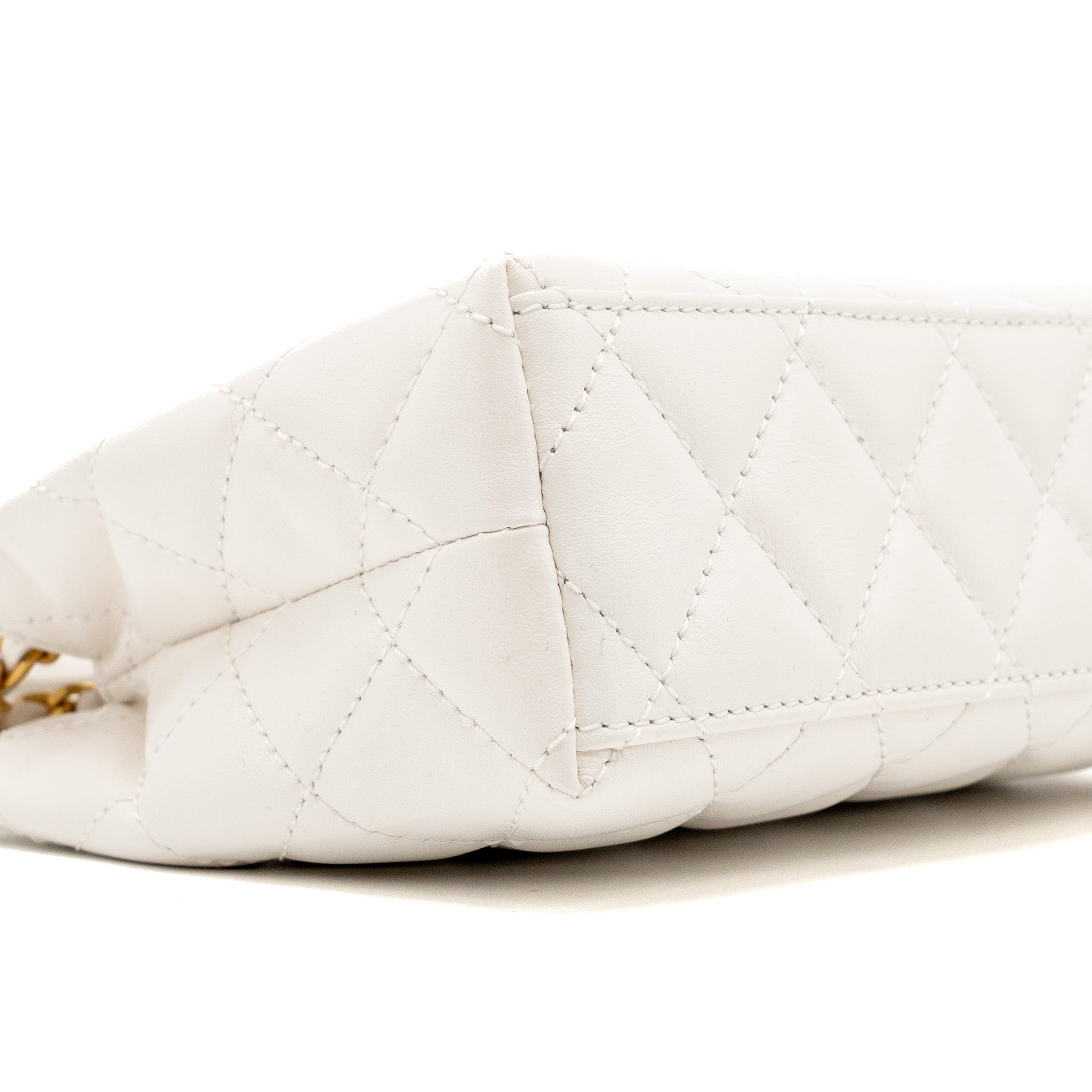 CHANEL 23K MINI KELLY SHOPPING TOTE BAG CALFSKIN WHITE GHW (MICROCHIP)