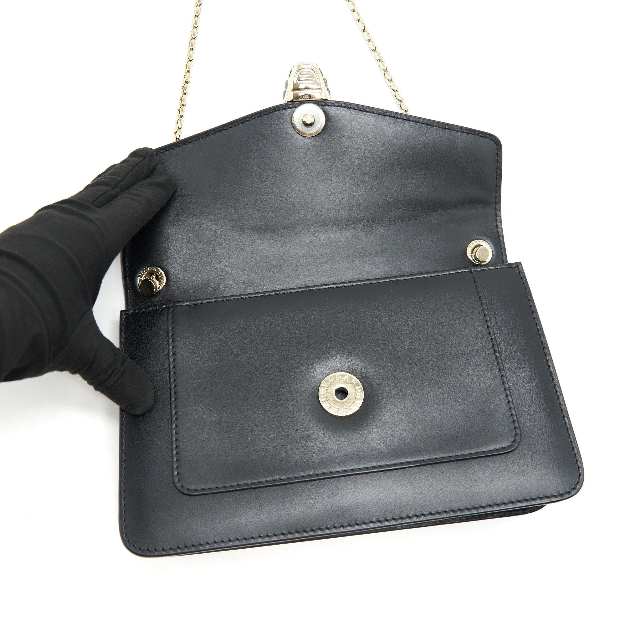 BVLGARI SERPENTI CHAIN BAG IN BLACK