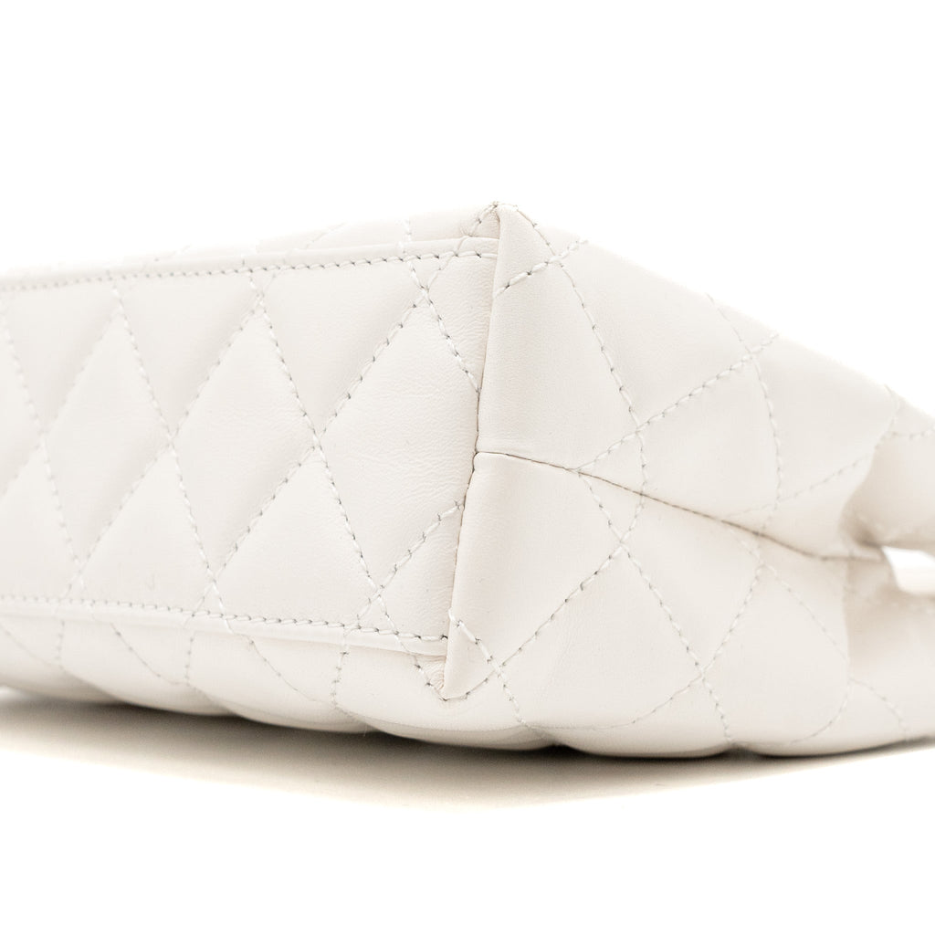 CHANEL 23K MINI KELLY SHOPPING TOTE BAG CALFSKIN WHITE GHW (MICROCHIP)