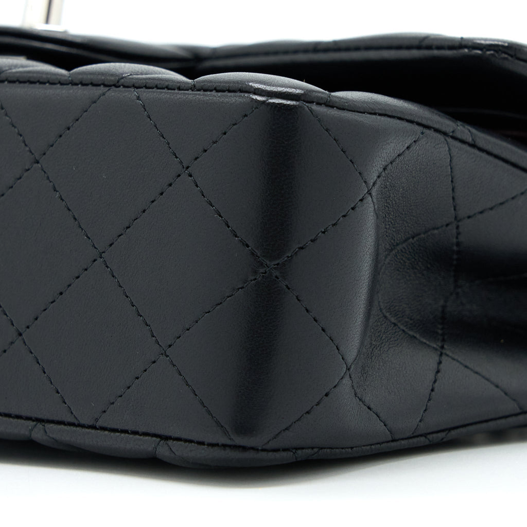 CHANEL SMALL CLASSIC DOUBLE FLAP BAG LAMBSKIN BLACK SHW