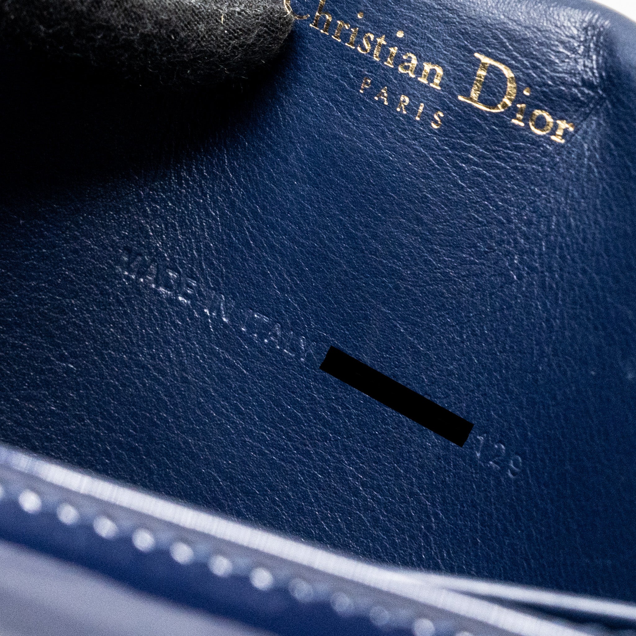 DIOR LADY DIOR POUCH WITH CHAIN PATENT DARK BLUE LGHW