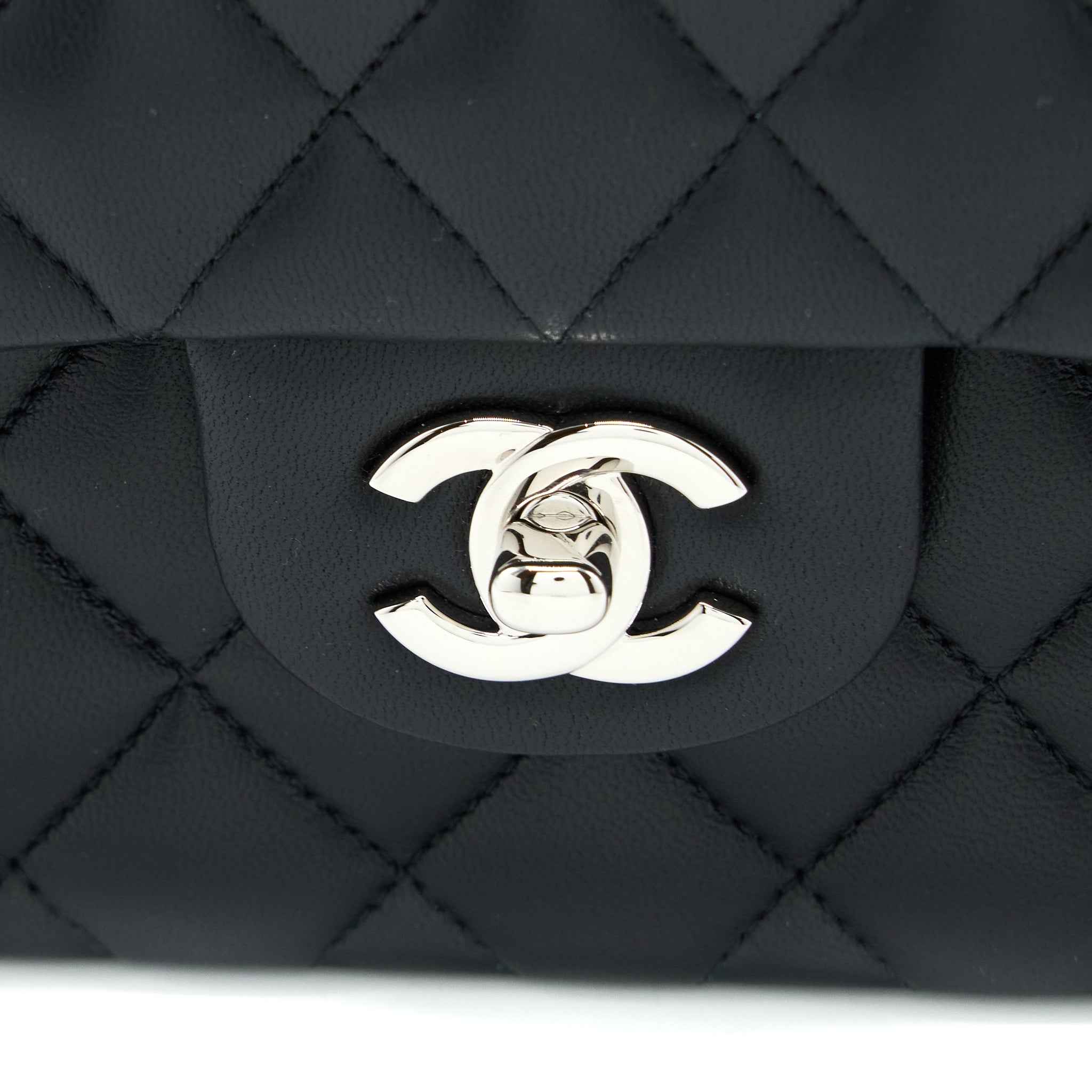 CHANEL SMALL CLASSIC DOUBLE FLAP BAG LAMBSKIN BLACK SHW