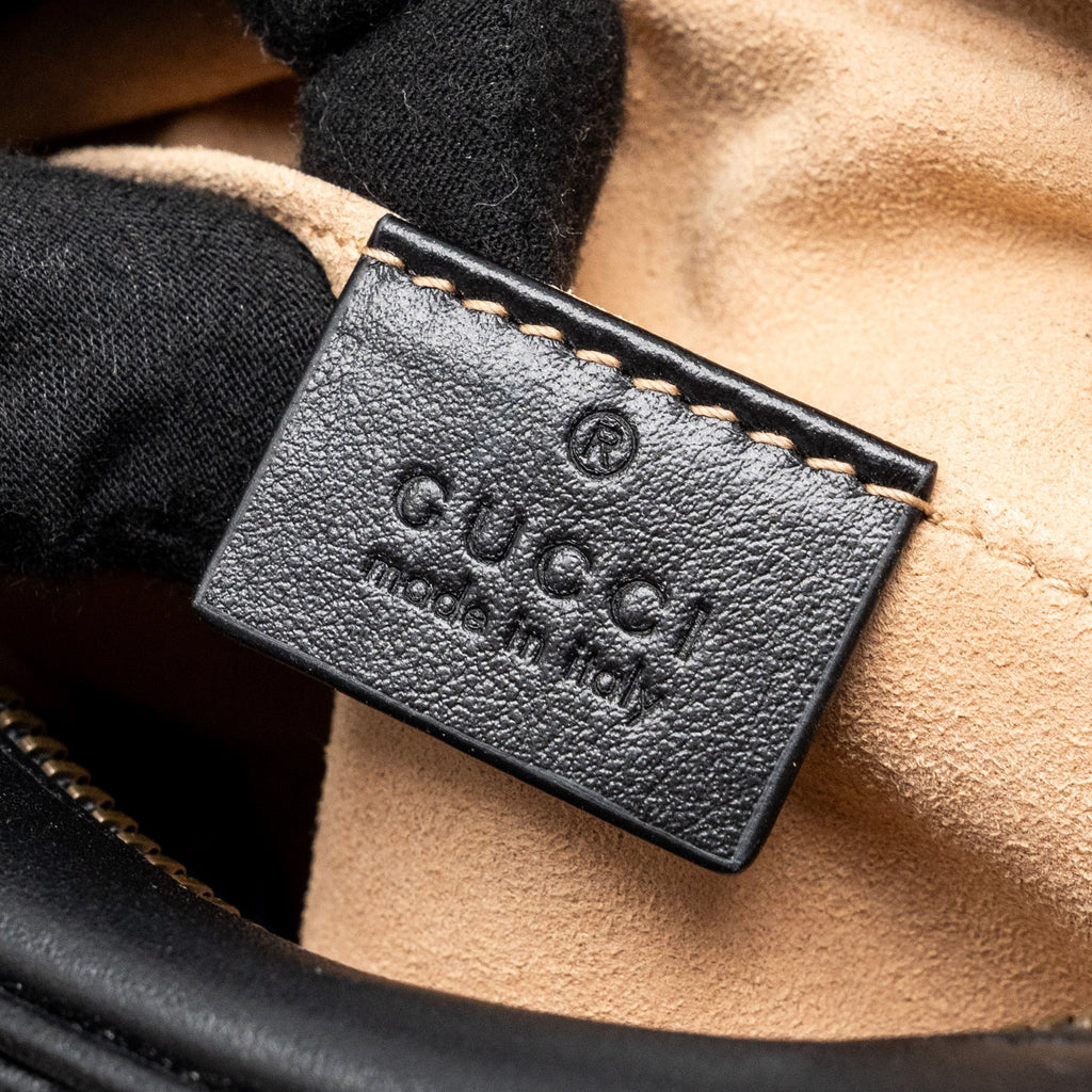 GUCCI GG MARMONT MATELASSE MINI CAMERA BAG CALFSKIN BLACK GHW