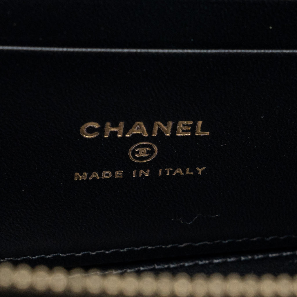 CHANEL TOP HANDLE LONG VANITY WITH CHAIN LAMBSKIN BLACK GHW(MICROCHIP)