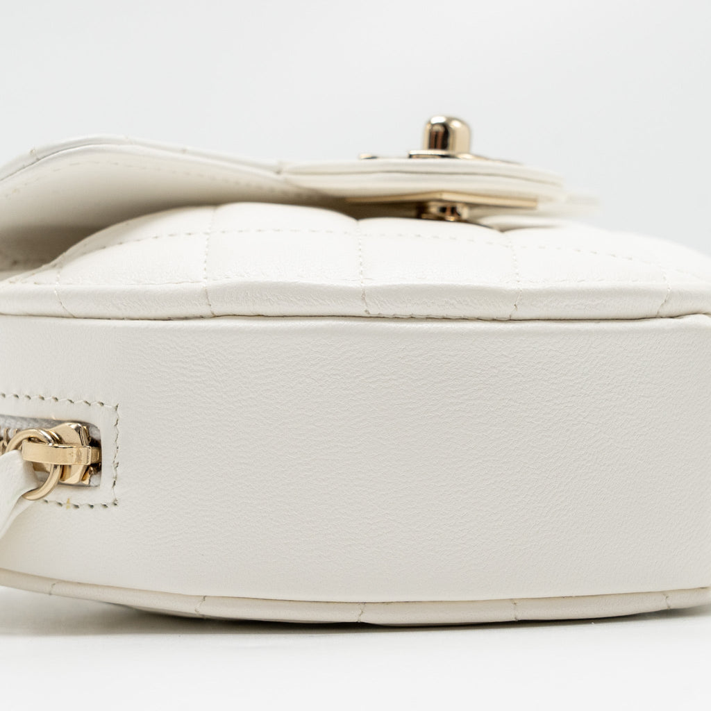 CHANEL SMALL HEART BAG LAMBSKIN WHITE LGHW