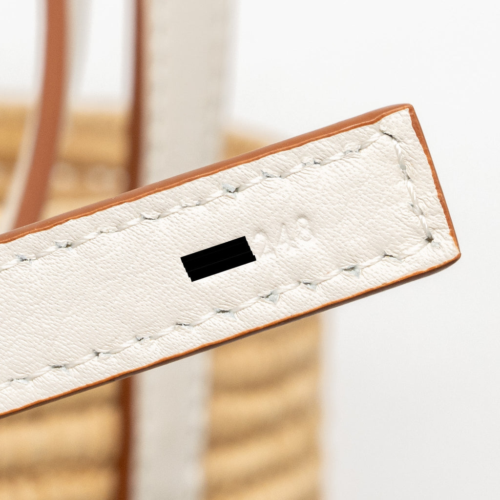 LOEWE SMALL SQUARE BASKET BAG RAFFIA/ CALFSKIN WHITE SHW