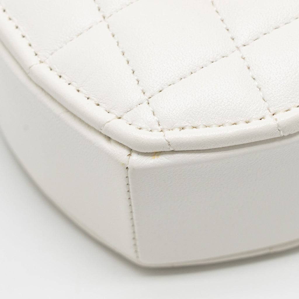 CHANEL SMALL HEART BAG LAMBSKIN WHITE LGHW