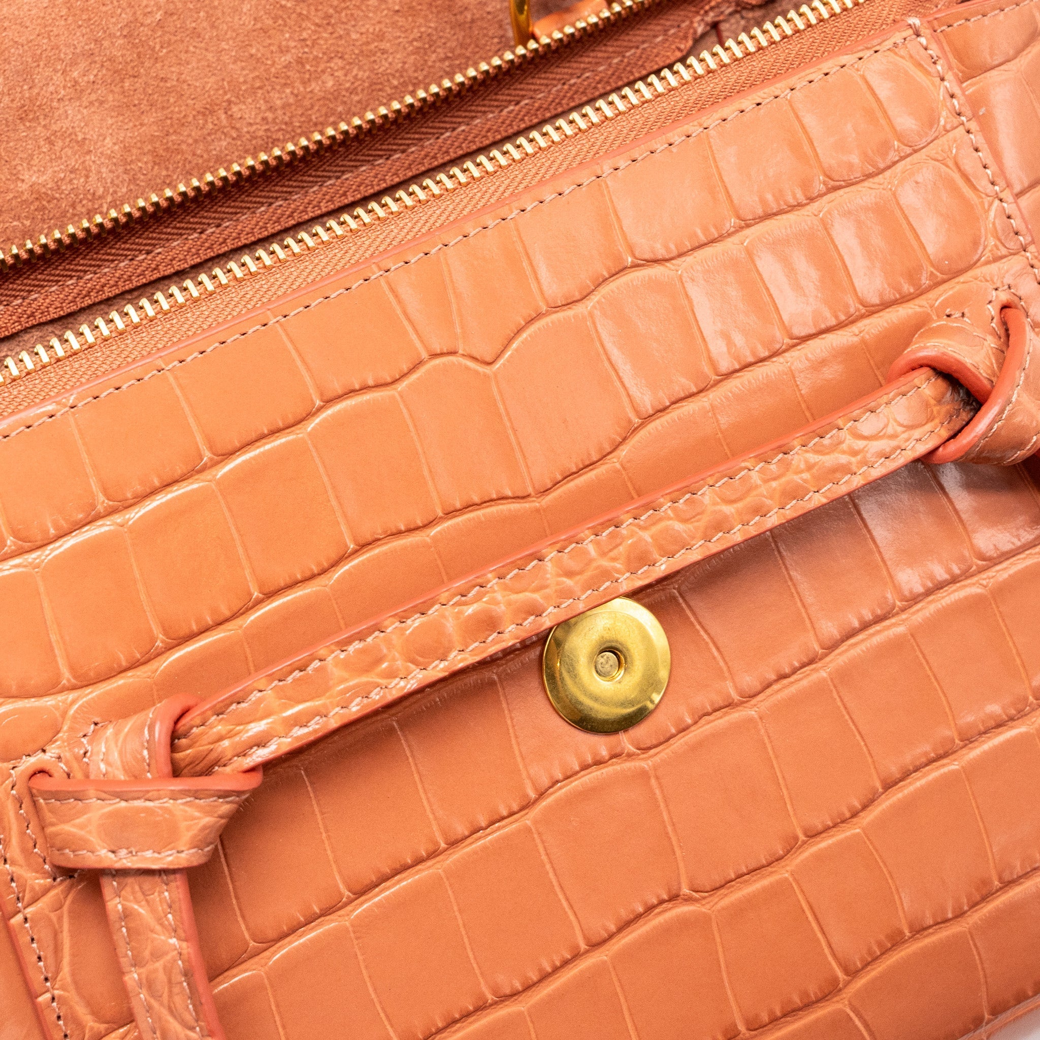 CELINE NANO BELT BAG CROC EMBOSSED CALFSKIN LYCHEE PINK GHW
