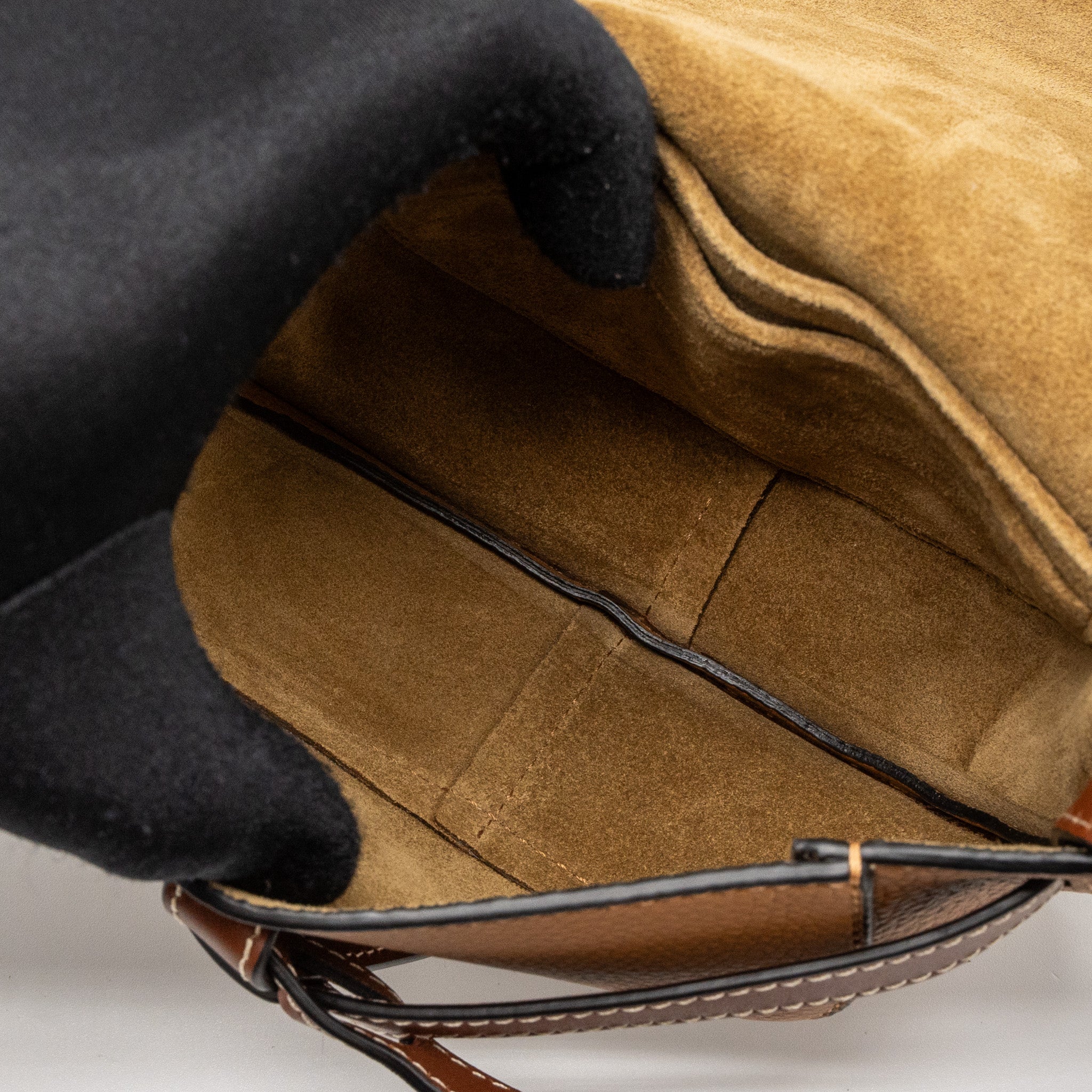 LOEWE MINI GATE GRAINED CALFSKIN BROWN GHW