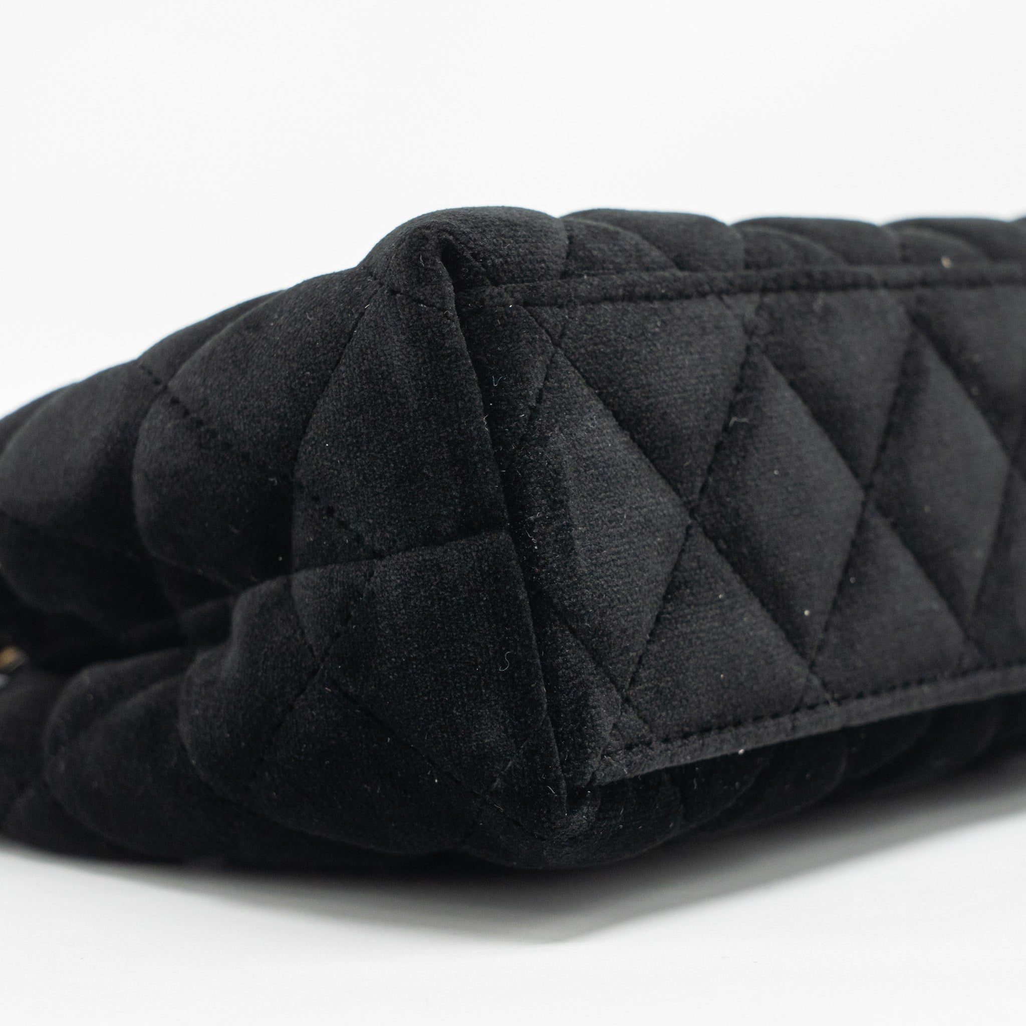 CHANEL MINI KELLY SHOPPING TOTE BAG VELVET BLACK GHW (MICROCHIP)