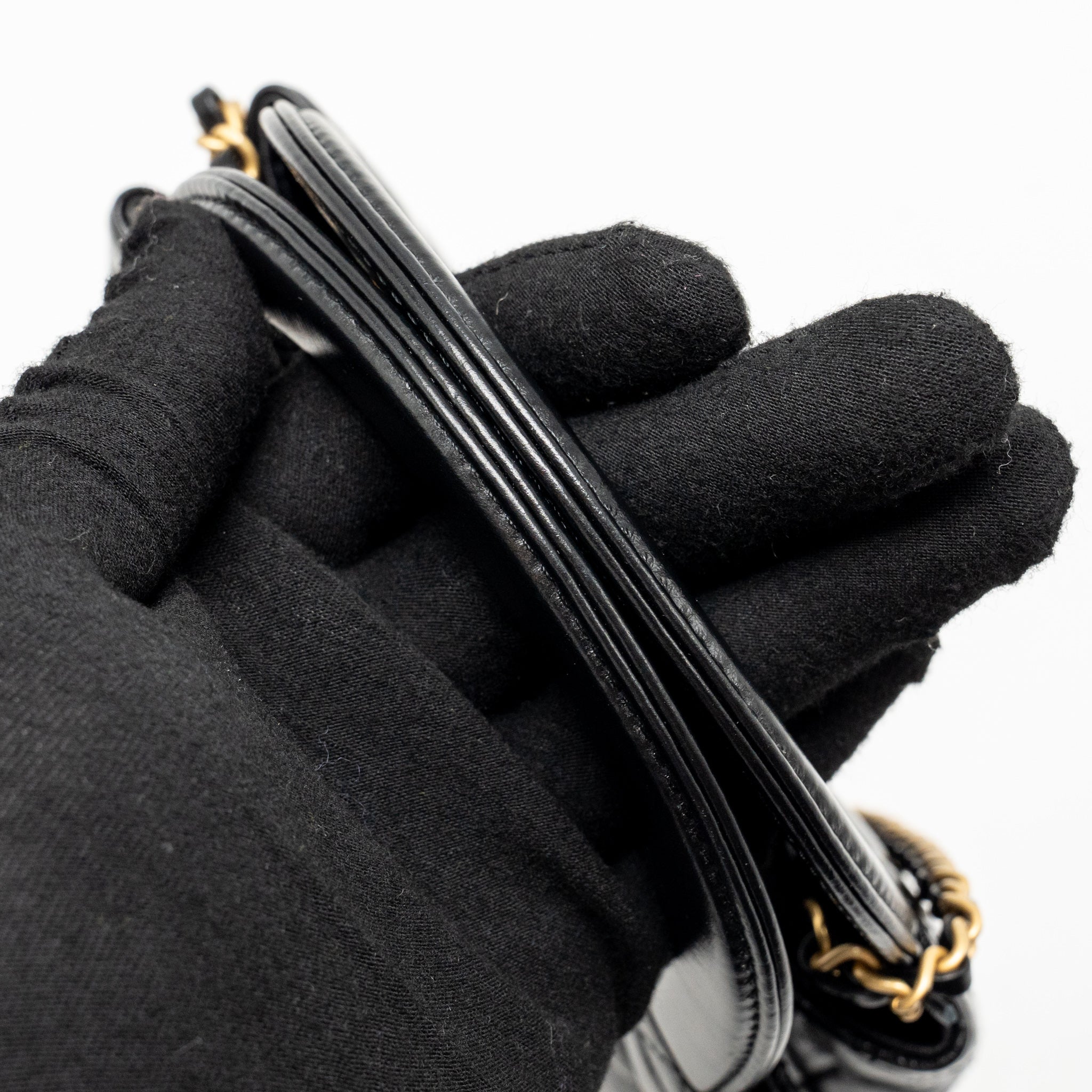 CHANEL MINI KELLY SHOPPING TOTE BAG CALFSKIN BLACK GHW (MICROCHIP)