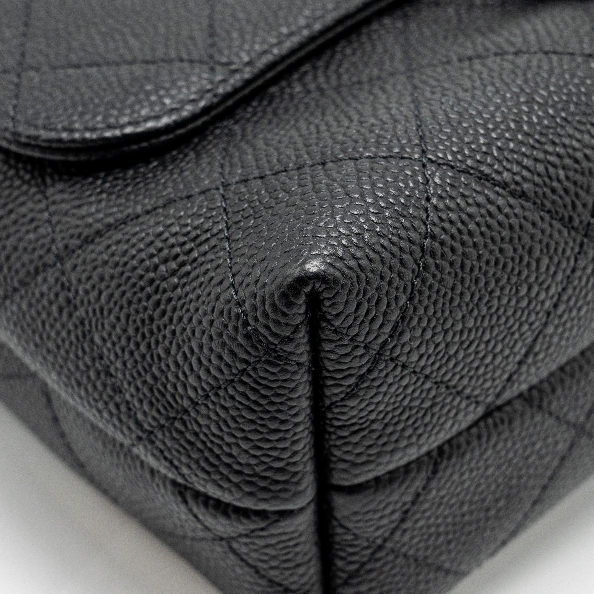 CHANEL CHAIN HANDLE FLAP BAG QUILTED CALFSKIN BLACK LGHW