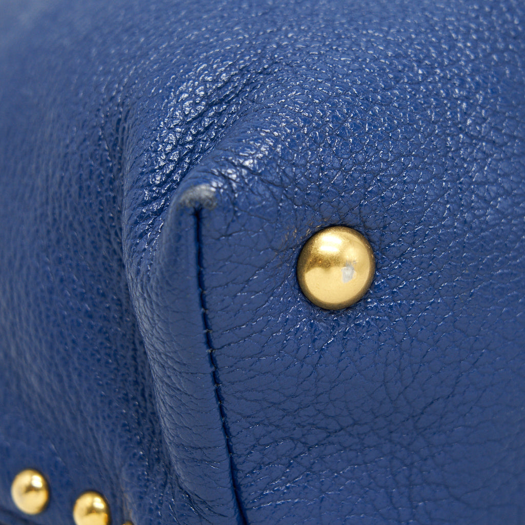 MIU MIU BLUE STUDDED TOTE BAG