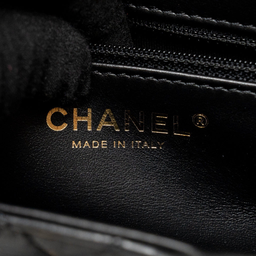 CHANEL MINI KELLY SHOPPING TOTE BAG CALFSKIN BLACK GHW (MICROCHIP)
