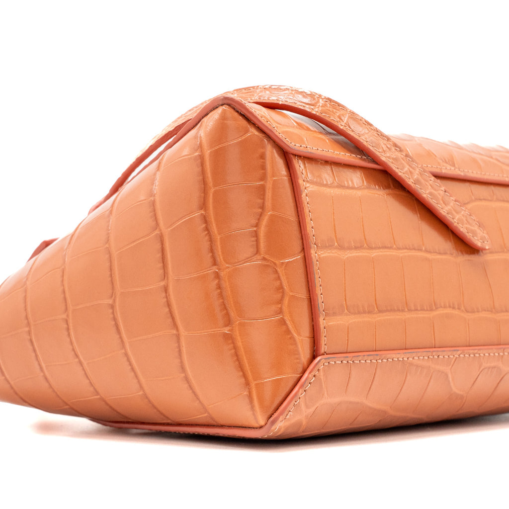CELINE NANO BELT BAG CROC EMBOSSED CALFSKIN LYCHEE PINK GHW