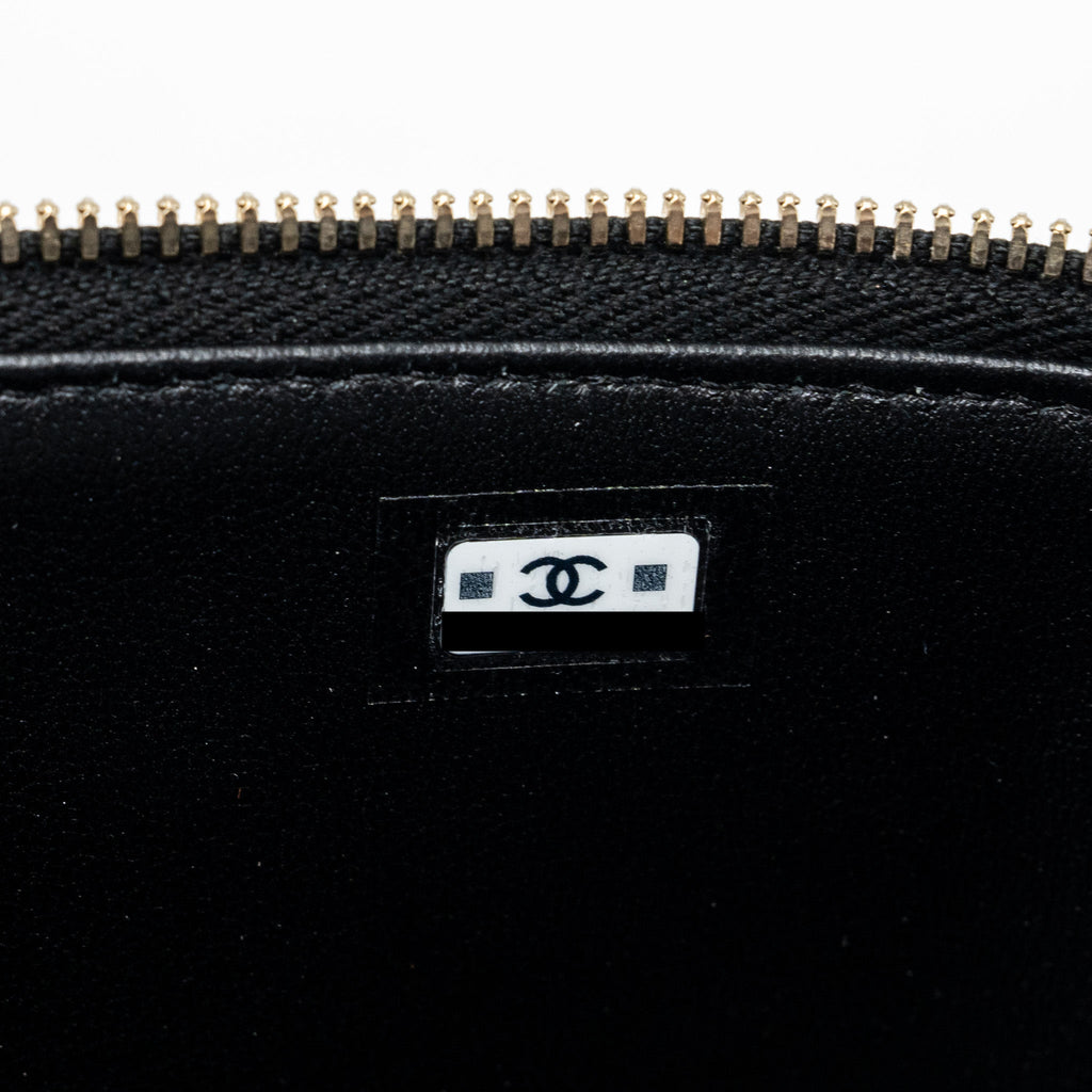 CHANEL DETAIL TOP HANDLE LONG VANITY WITH CHAINS LAMBSKIN BLACK GHW(MICROCHIP)
