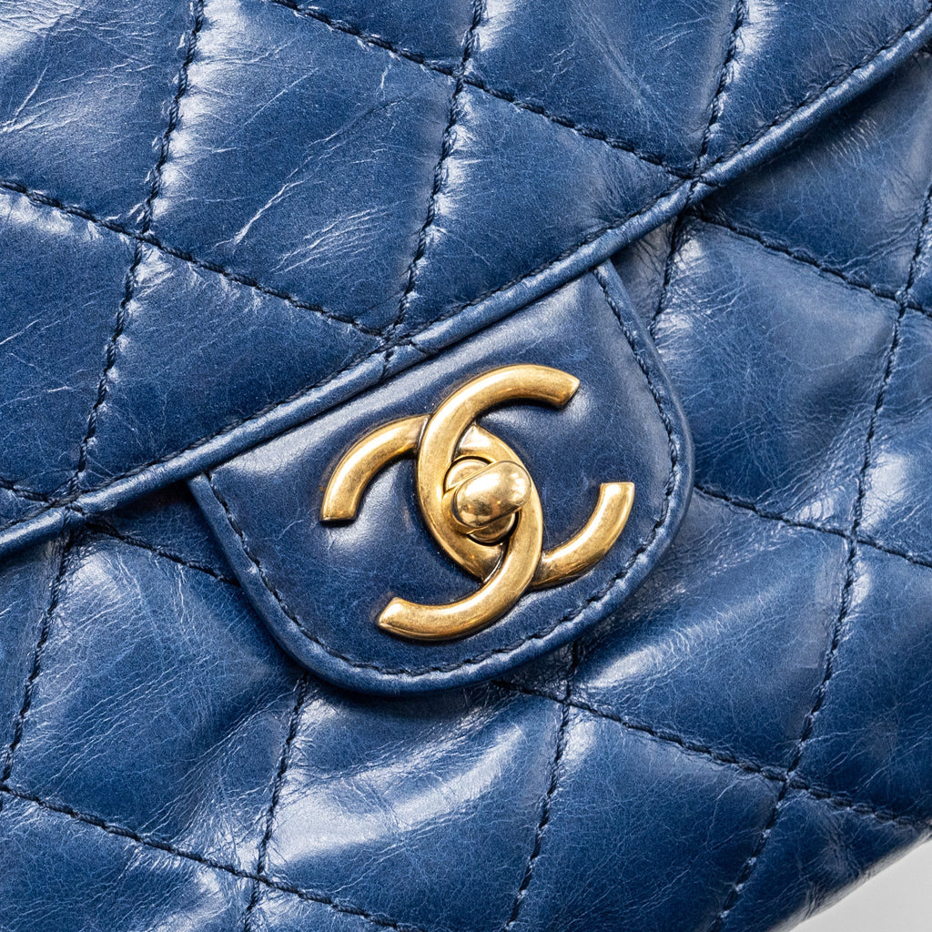 CHANEL QUILTED LARGE FLAP BAG CALFSKIN BLUE GHW