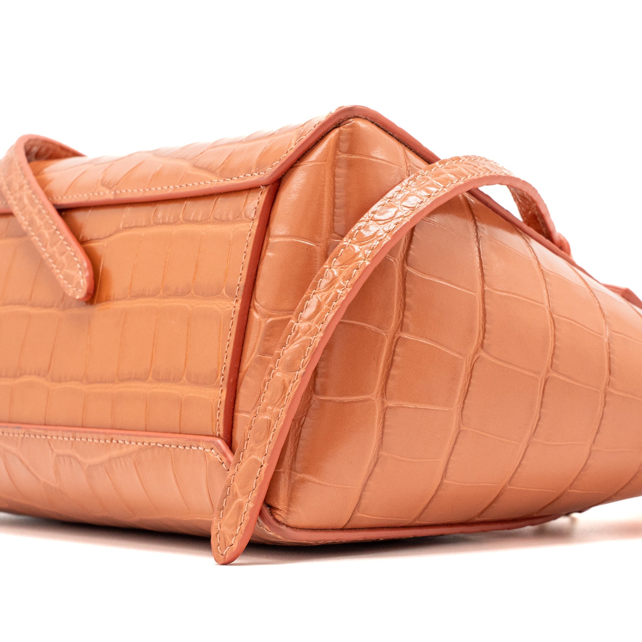 CELINE NANO BELT BAG CROC EMBOSSED CALFSKIN LYCHEE PINK GHW
