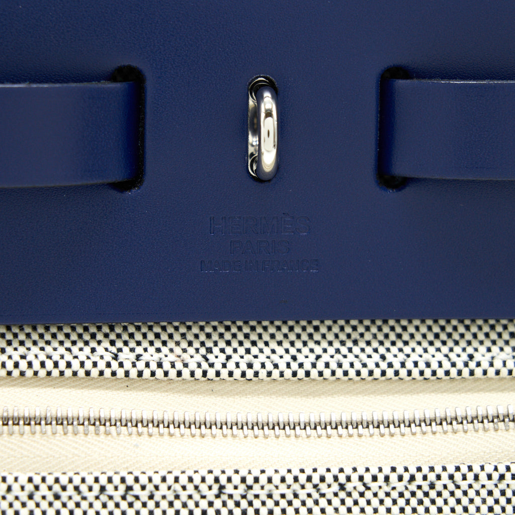 HERMES HERBAG ZIP 31 RETOURNE BAG BLUE DE FRANCE/ ECRU