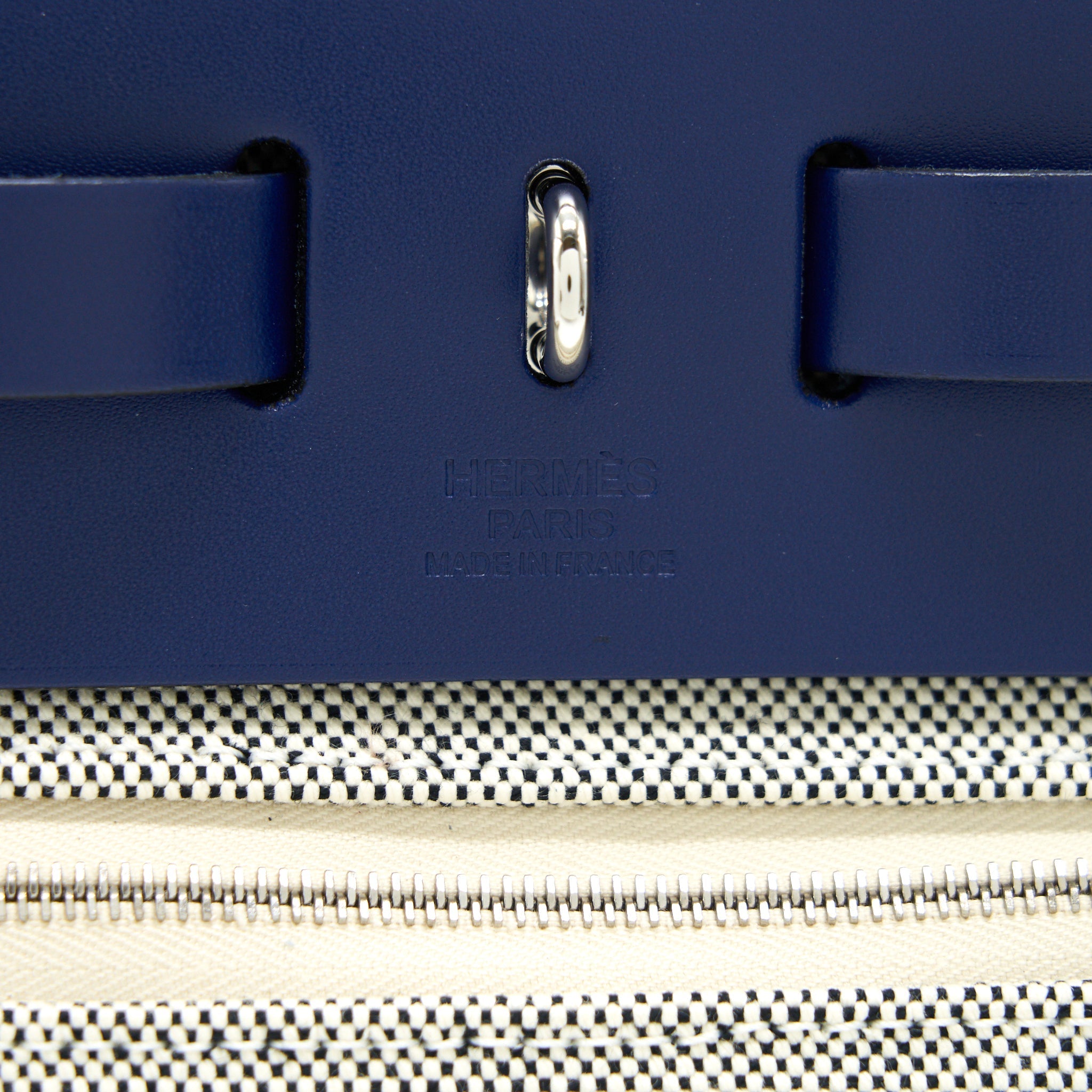 HERMES HERBAG ZIP 31 RETOURNE BAG BLUE DE FRANCE/ ECRU