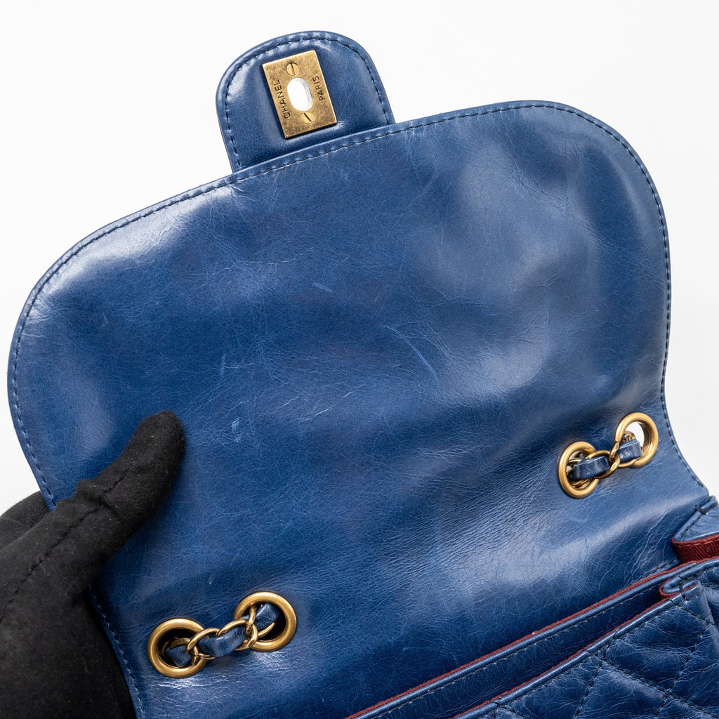 CHANEL QUILTED LARGE FLAP BAG CALFSKIN BLUE GHW