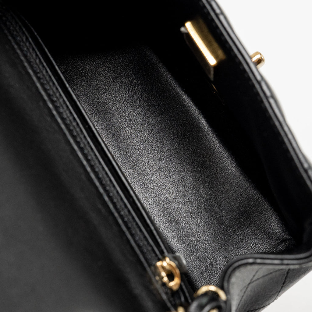 CHANEL MINI SQUARE FLAP BAG LAMBSKIN BLACK LGHW (MICROCHIP)
