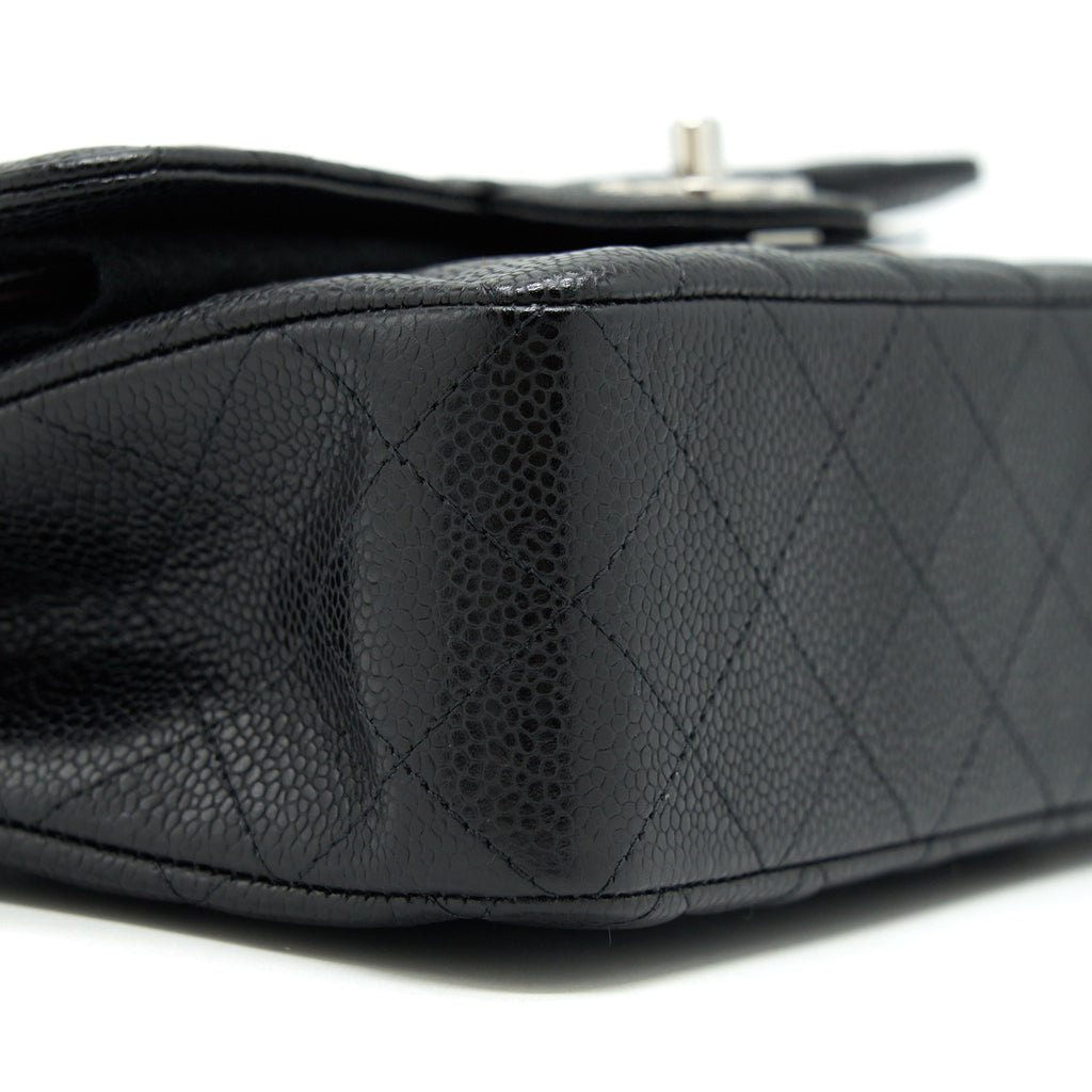 CHANEL SMALL CLASSIC FLAP BAG CAVIAR BLACK SHW(MICROCHIP)