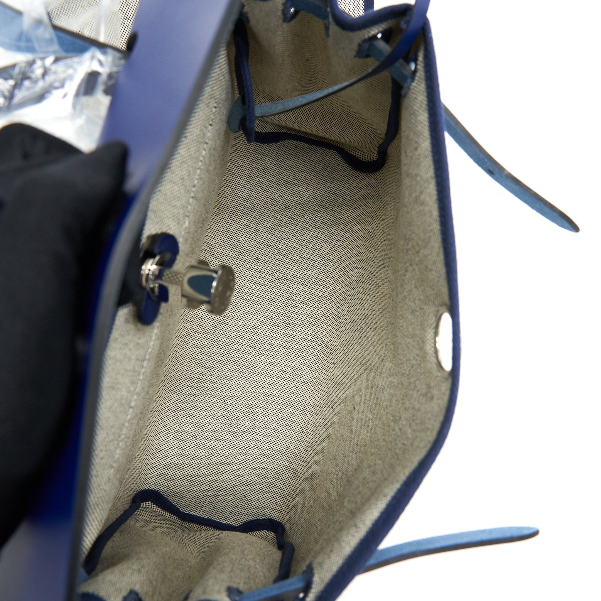 HERMES HERBAG ZIP 31 RETOURNE BAG BLUE DE FRANCE/ ECRU