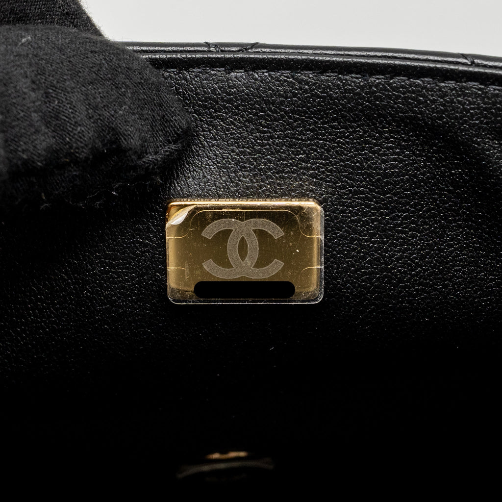 CHANEL MINI SQUARE FLAP BAG LAMBSKIN BLACK LGHW (MICROCHIP)