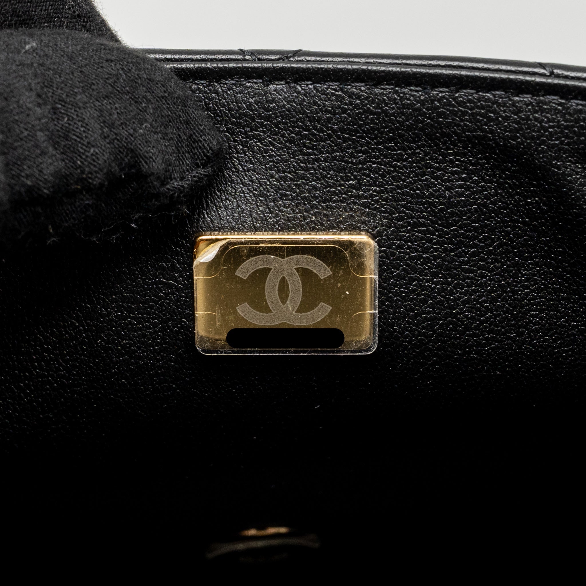 CHANEL MINI SQUARE FLAP BAG LAMBSKIN BLACK LGHW (MICROCHIP)