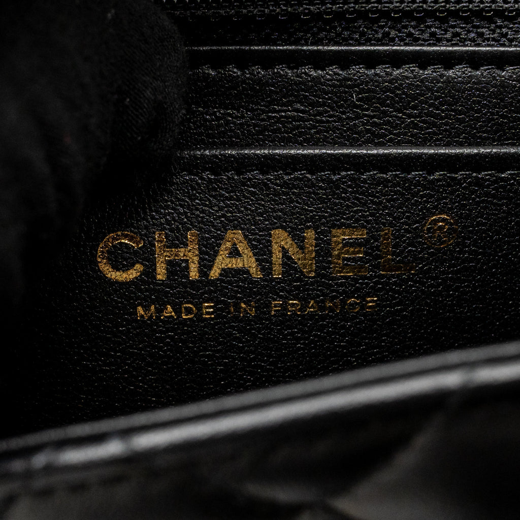 CHANEL MINI SQUARE FLAP BAG LAMBSKIN BLACK LGHW (MICROCHIP)
