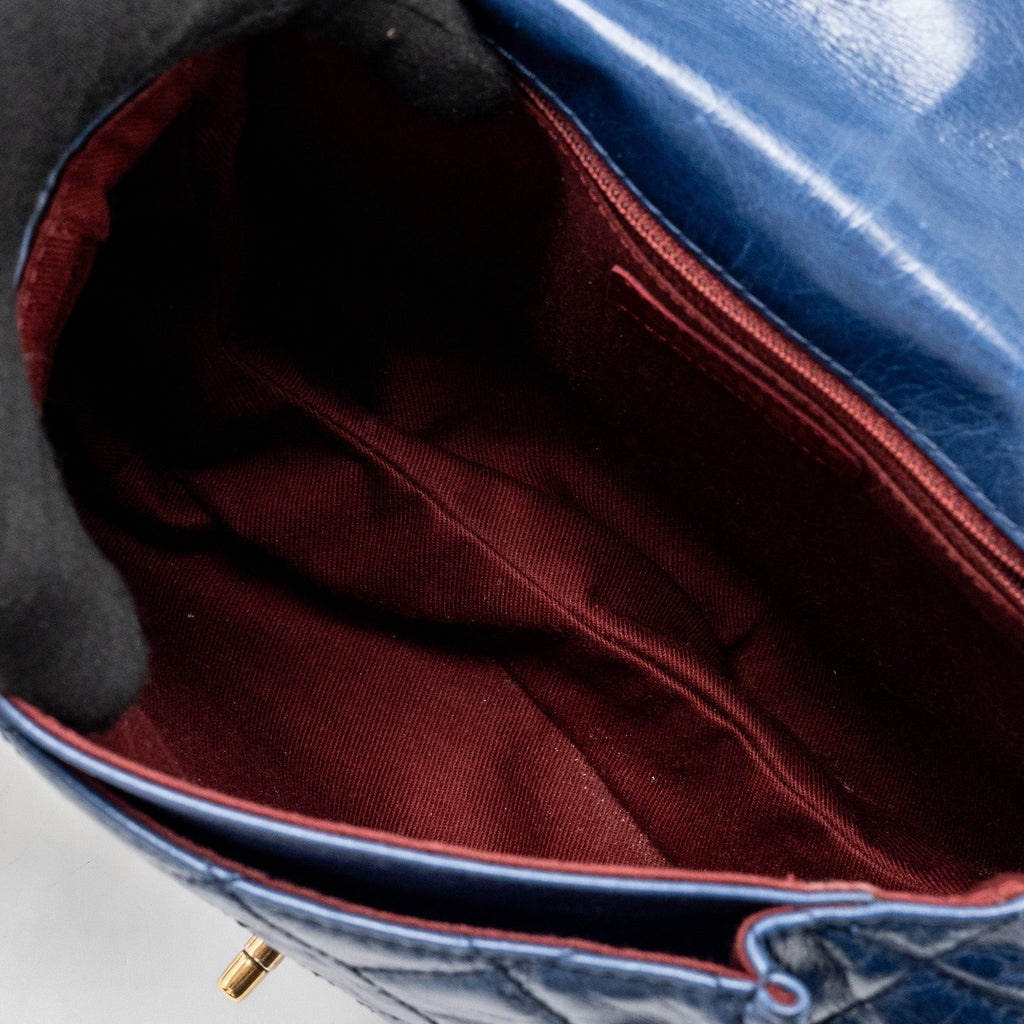 CHANEL QUILTED LARGE FLAP BAG CALFSKIN BLUE GHW