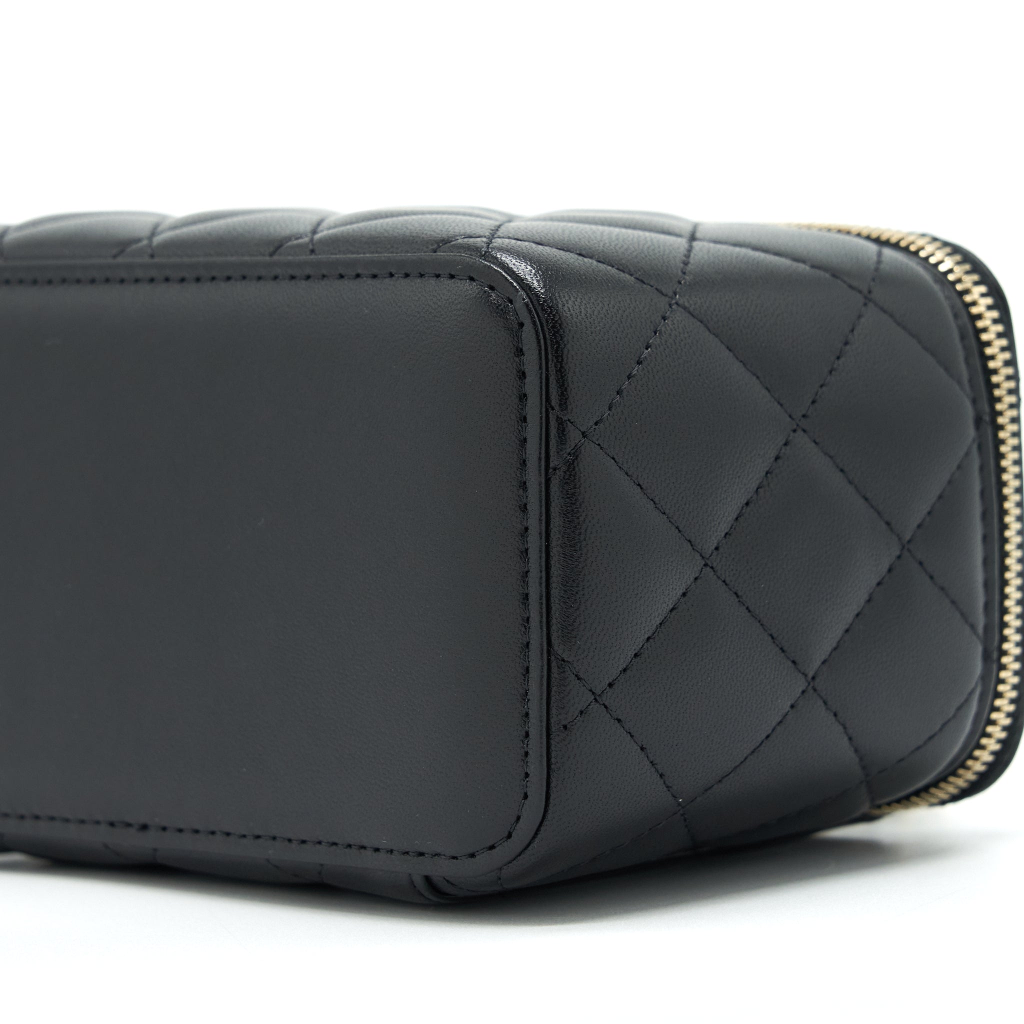 CHANEL TOP HANDLE LONG VANITY LAMBSKIN BLACK LGHW