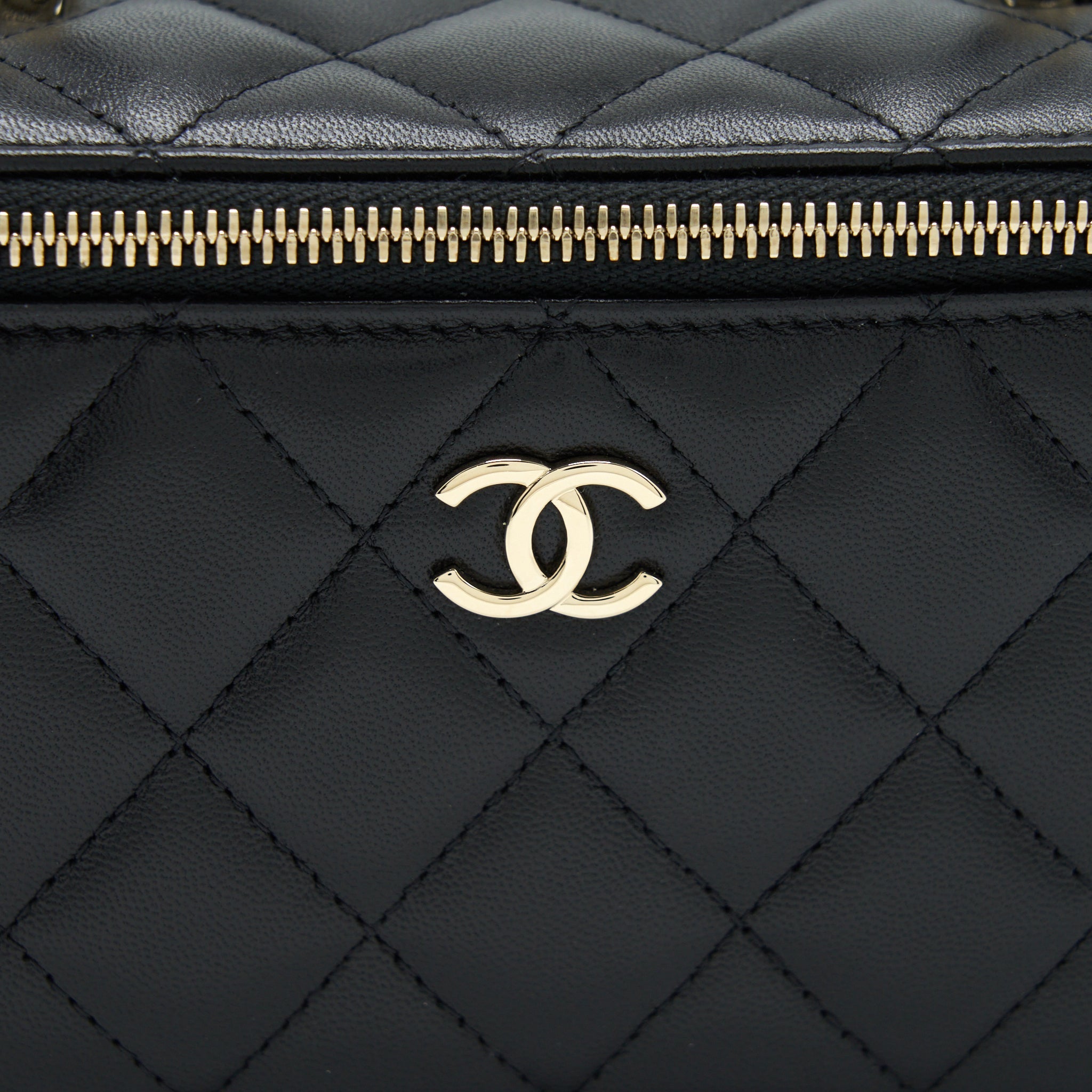 CHANEL TOP HANDLE LONG VANITY LAMBSKIN BLACK LGHW