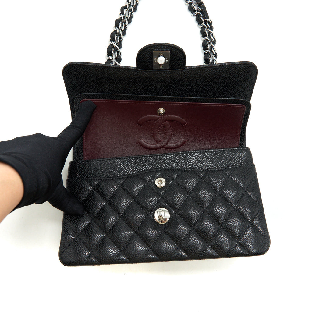 CHANEL SMALL CLASSIC FLAP BAG CAVIAR BLACK SHW(MICROCHIP)
