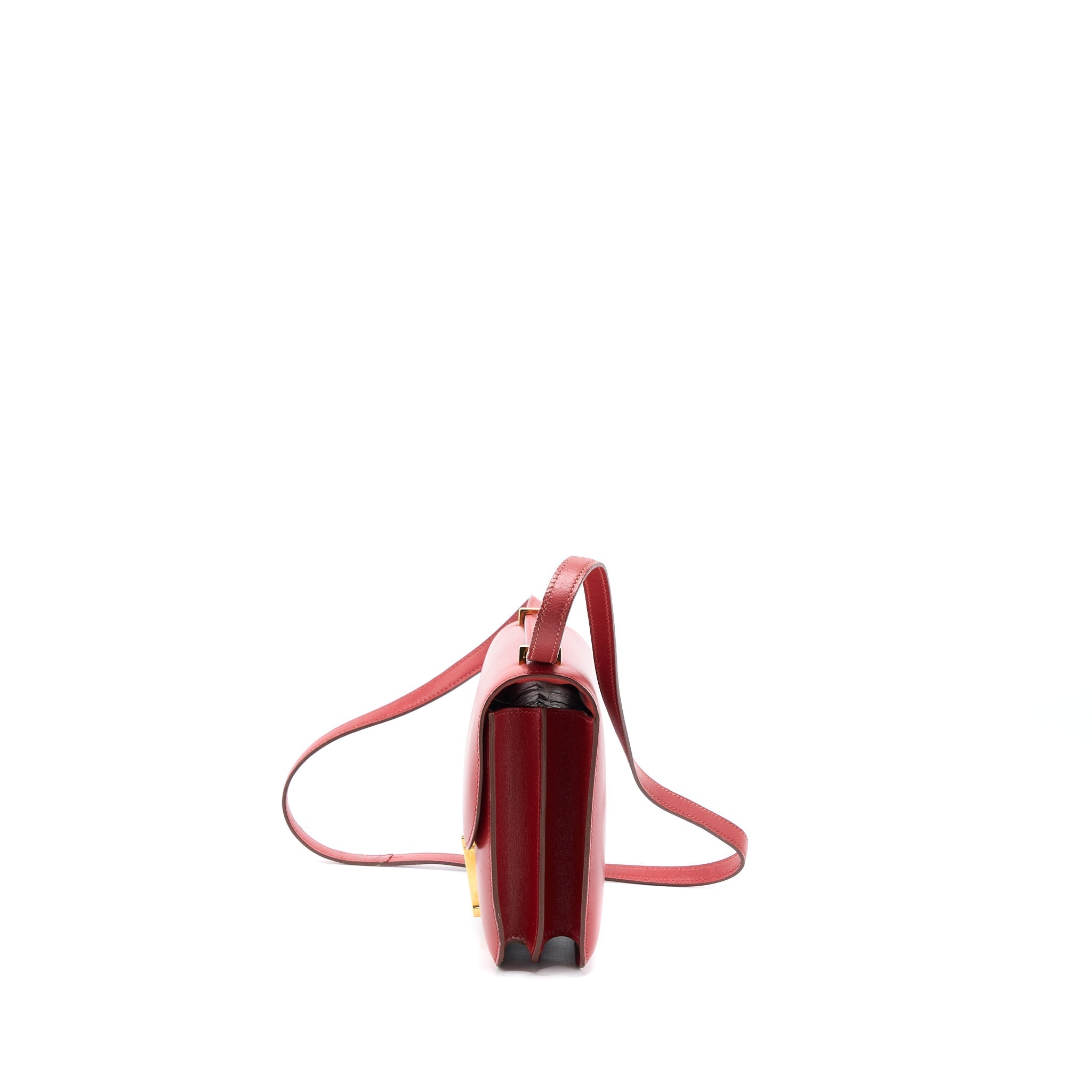 HERMES VINTAGE MINI CONSTANCE BOX LEATHER RED GHW