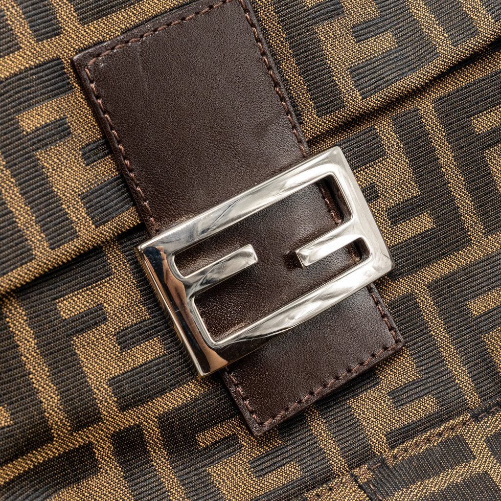 FENDI VINTAGE ZUCCA MAMMA BAGUETTE BAG CANVAS BROWN SHW