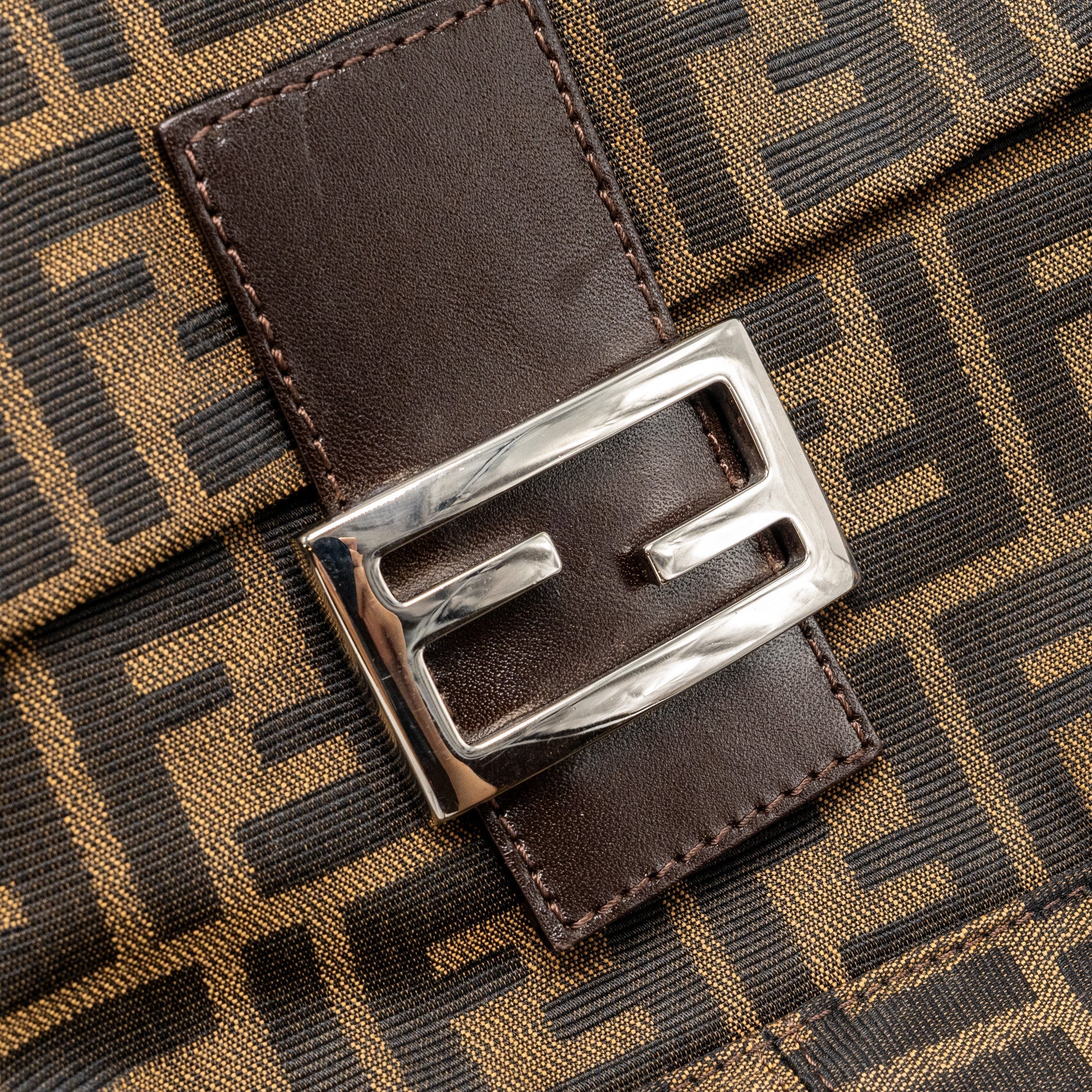 FENDI VINTAGE ZUCCA MAMMA BAGUETTE BAG CANVAS BROWN SHW