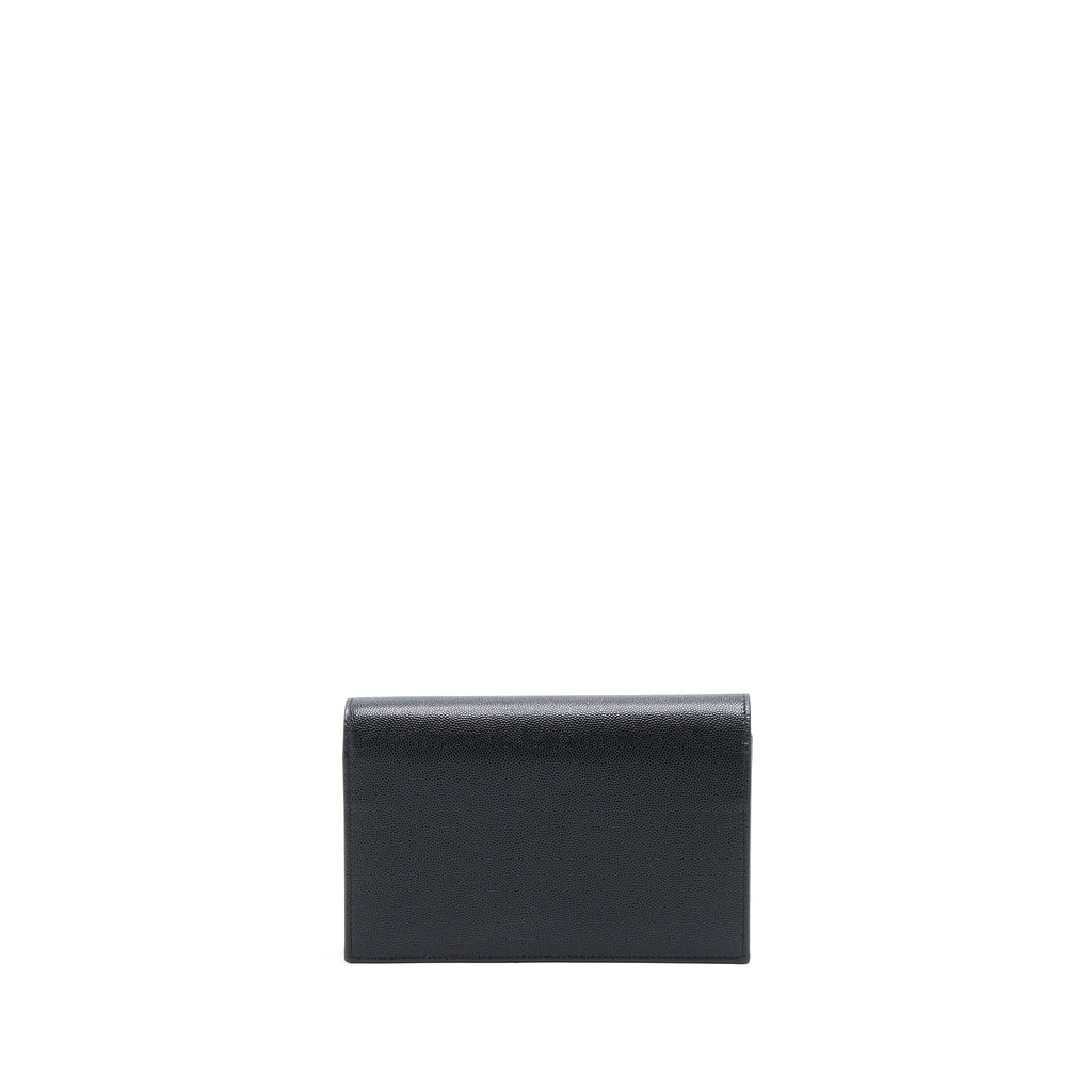 SAINT LAURENT KATE CHAIN WALLET WITH TASSEL GRAINED CALFSKIN BLACK GHW