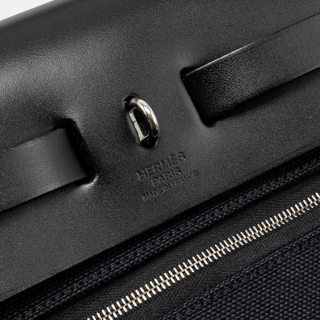 HERMES HERBAG 31 ZIP BAG CANVAS/LEATHER BLACK SHW