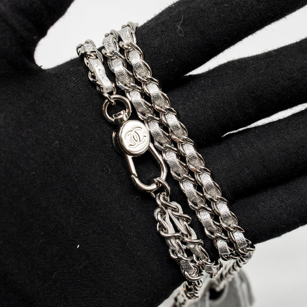 CHANEL MINI FLAP BELT BAG LAMBSKIN SILVER SHW