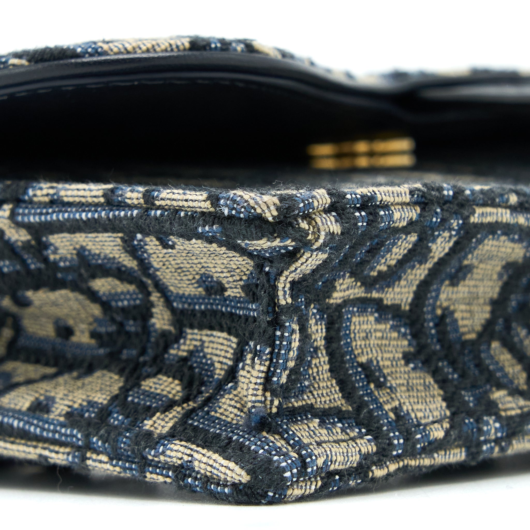 DIOR SADDLE BELT POUCH BLUE OBLIQUE JACQUARD BRUSHED GHW